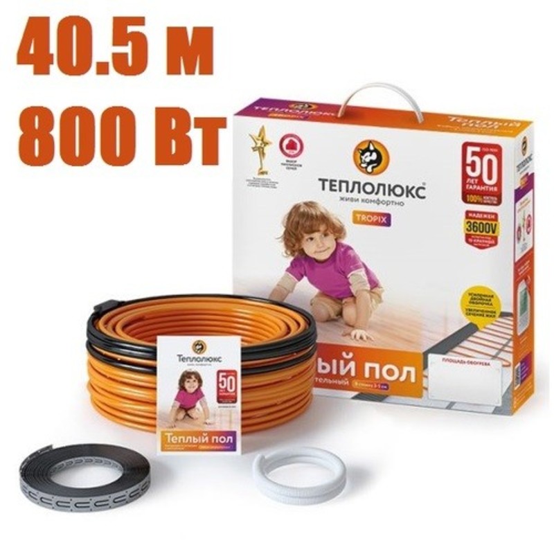 Нагревательный кабель "Теплолюкс" Tropix ТЛБЭ 40,5 м/800 Вт